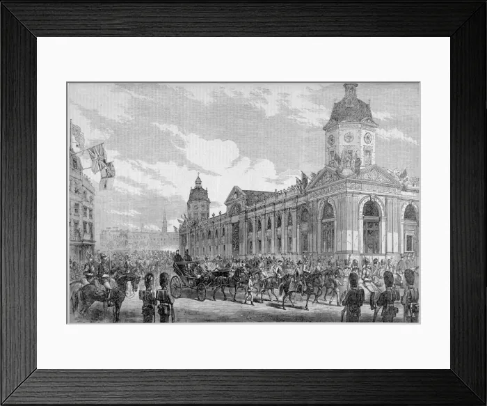 Framed Print : Royal procession passing Smithfield Market, City of London, 6th November 1869 Framed Print : Royal procession passing Smithfield Market, City of London, 6th November 1869