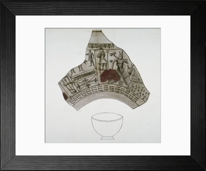 Framed Print : Fragment of Roman pottery found in Walbrook, City of London, 1820 Framed Print : Fragment of Roman pottery found in Walbrook, City of London, 1820