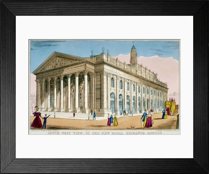 Framed Print : South-west view of the Royal Exchange, City of London, c1850 Framed Print : South-west view of the Royal Exchange, City of London, c1850
