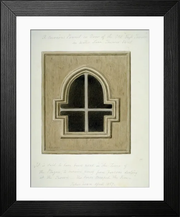 Framed Print : Panel in the door of the Ship Tavern, Water Lane, City of London, 1857 Framed Print : Panel in the door of the Ship Tavern, Water Lane, City of London, 1857