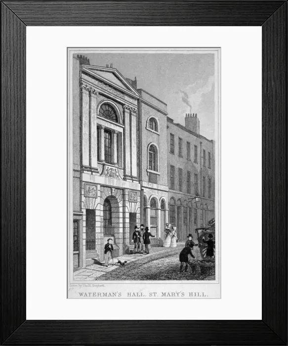 Framed Print : Watermens and Lightermens Hall, St Mary at Hill, City of London, 1830. Artist Framed Print : Watermens and Lightermens Hall, St Mary at Hill, City of London, 1830. Artist