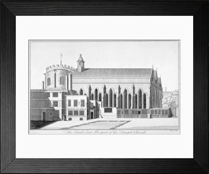 Framed Print : South-east view of Temple Church, City of London, 1737 Framed Print : South-east view of Temple Church, City of London, 1737