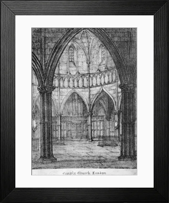 Framed Print : Interior view of Temple Church, looking towards the organ, City of London, 1820 Framed Print : Interior view of Temple Church, looking towards the organ, City of London, 1820