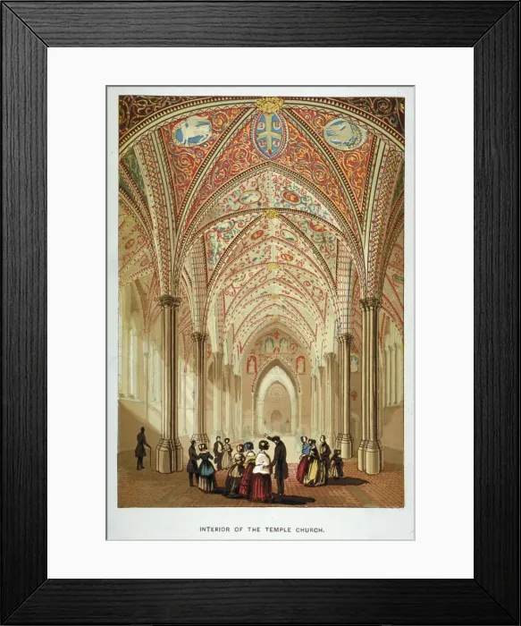 Framed Print : Interior view of Temple Church, City of London, c1860 Framed Print : Interior view of Temple Church, City of London, c1860
