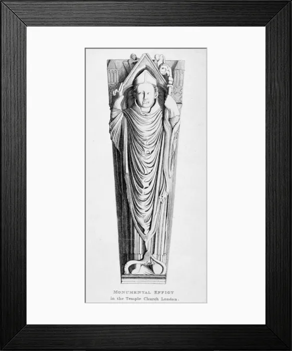 Framed Print : Effigy of a bishop, Temple Church, City of London, 1812 Framed Print : Effigy of a bishop, Temple Church, City of London, 1812