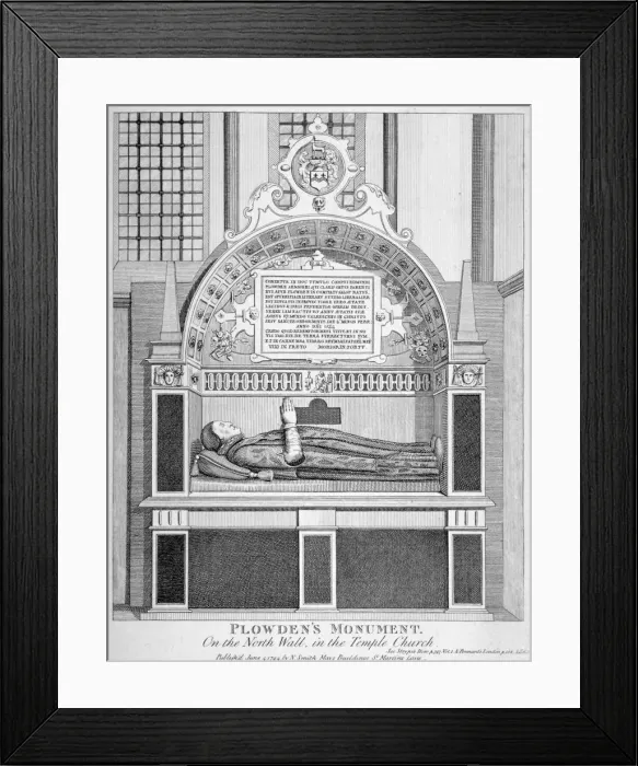 Framed Print : Memorial to Edmund Plowden, Treasurer of the Middle Temple, Temple Church, City of London, 1794 Framed Print : Memorial to Edmund Plowden, Treasurer of the Middle Temple, Temple Church, City of London, 1794