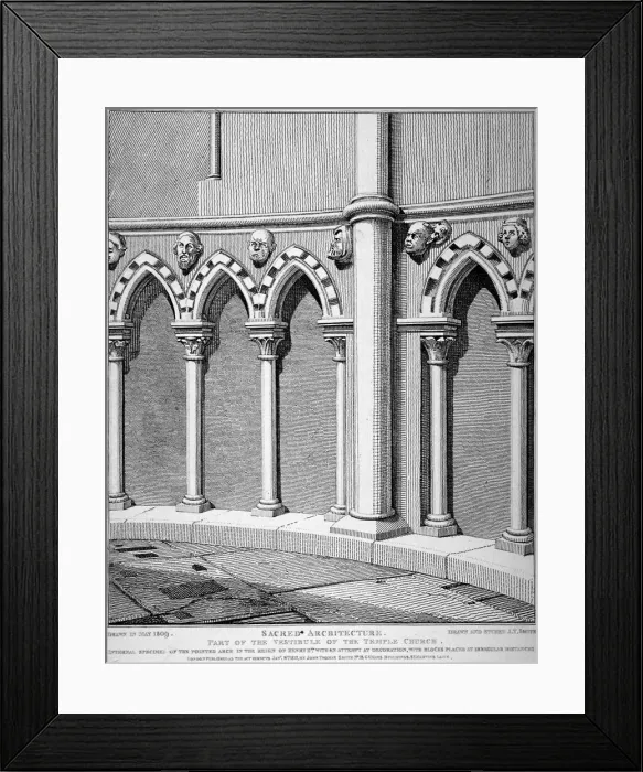 Framed Print : Part of the vestibule of the Temple Church, City of London, 1812 Framed Print : Part of the vestibule of the Temple Church, City of London, 1812