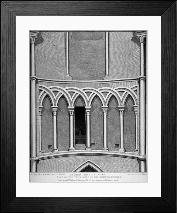 Framed Print : Part of the vestibule of the Temple Church, City of London, 1812 Framed Print : Part of the vestibule of the Temple Church, City of London, 1812