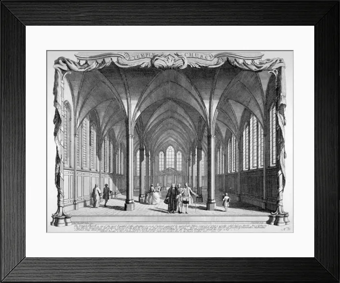 Framed Print : Interior view of Temple Church, City of London, 1750 Framed Print : Interior view of Temple Church, City of London, 1750