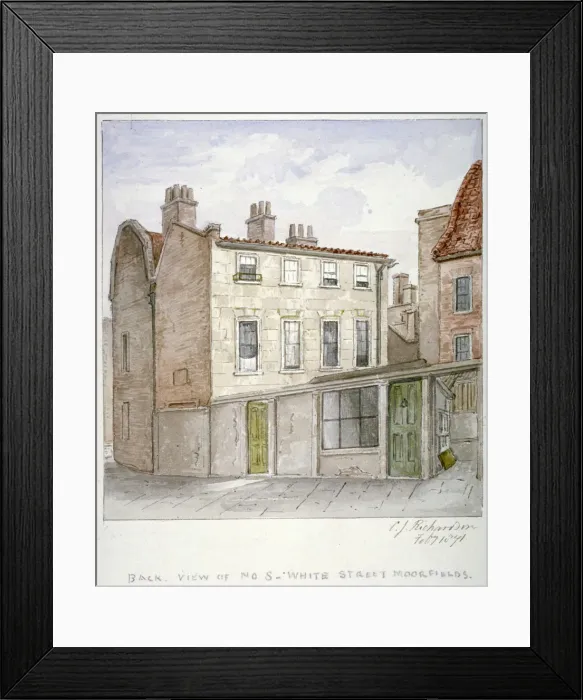Framed Print : Back view of no 8, White Street, Moorfields, City of London, 1871 Framed Print : Back view of no 8, White Street, Moorfields, City of London, 1871