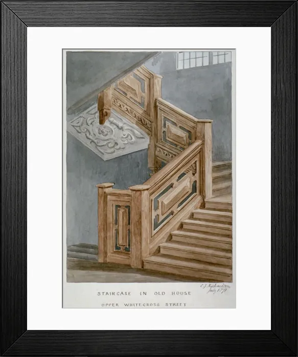 Framed Print : Staircase in a house on Whitecross Street, London, 1871 Framed Print : Staircase in a house on Whitecross Street, London, 1871