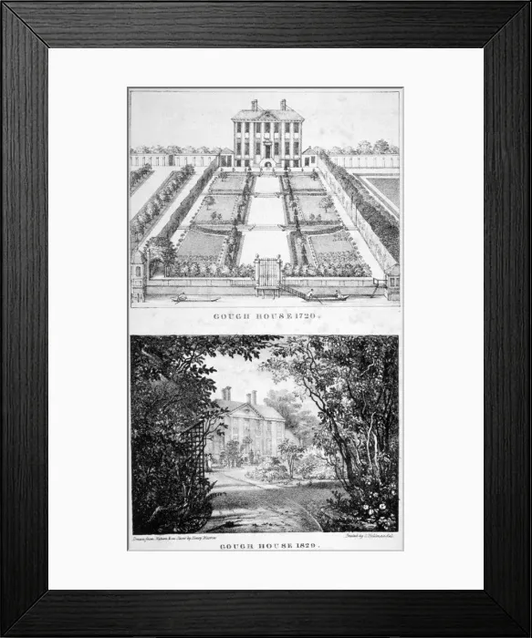 Framed Print : Two views of Gough House, West Road, Chelsea, London, c1830 Framed Print : Two views of Gough House, West Road, Chelsea, London, c1830