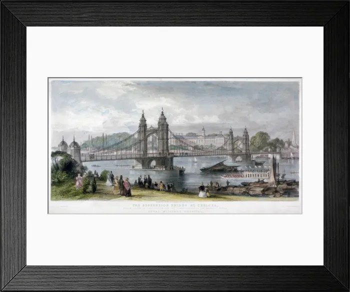 Framed Print : View of the suspension bridge at Chelsea, London, 1852 Framed Print : View of the suspension bridge at Chelsea, London, 1852