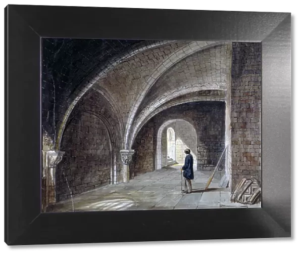 Crypt under the Church of St James in the Wall, Wood Street Square, City of London, 1855