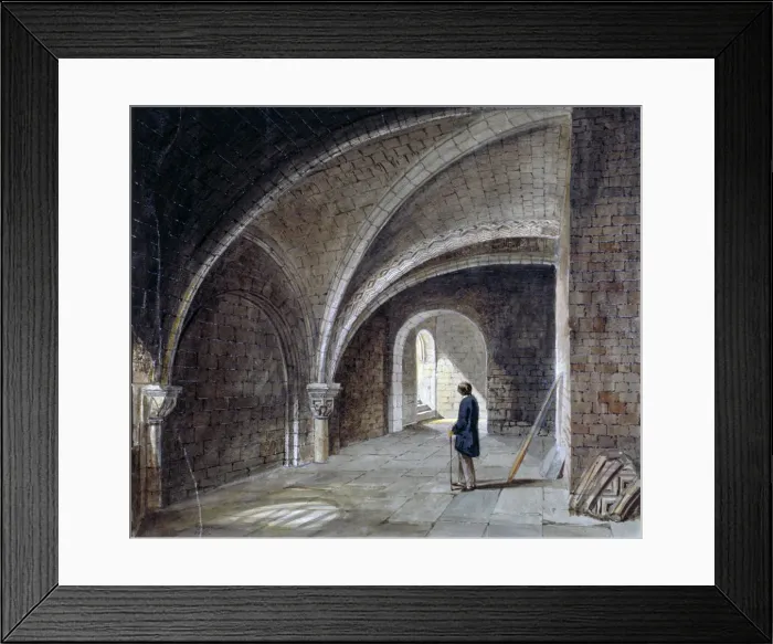 Framed Print : Crypt under the Church of St James in the Wall, Wood Street Square, City of London, 1855 Framed Print : Crypt under the Church of St James in the Wall, Wood Street Square, City of London, 1855