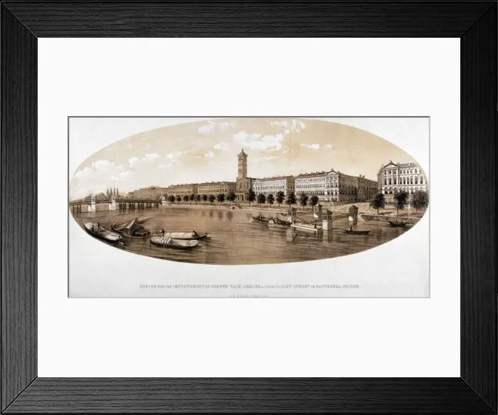 Framed Print : Cheyne Walk, Chelsea, London, c1846. Artist Framed Print : Cheyne Walk, Chelsea, London, c1846. Artist
