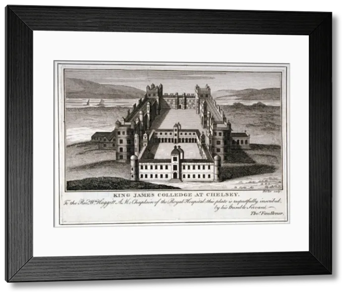 Framed Print : Bird s-eye view of King Jamess College, Chelsea, London, c1800 Framed Print : Bird s-eye view of King Jamess College, Chelsea, London, c1800