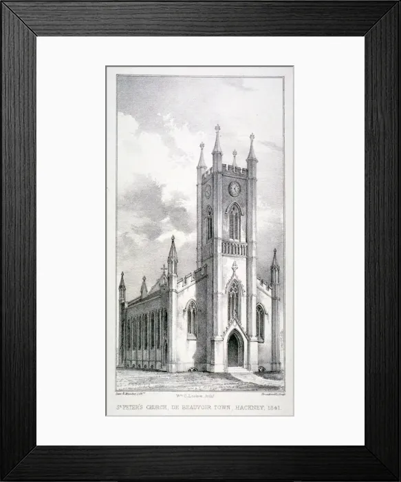 Framed Print : Church of St Peter de Beauvoir Town, Hackney, London, 1841. Artist: Dean and Munday Framed Print : Church of St Peter de Beauvoir Town, Hackney, London, 1841. Artist: Dean and Munday