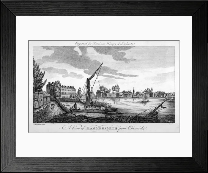 Framed Print : View of Hammersmith from Chiswick, London, c1770. Artist: John Royce Framed Print : View of Hammersmith from Chiswick, London, c1770. Artist: John Royce