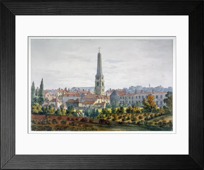 Framed Print : St Lukes Church, Old Street, Finsbury, London, c1810 Framed Print : St Lukes Church, Old Street, Finsbury, London, c1810
