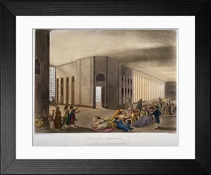 Framed Print : Interior view of St Lukes Hospital, Old Street, Finsbury, London, 1809. Artist Framed Print : Interior view of St Lukes Hospital, Old Street, Finsbury, London, 1809. Artist