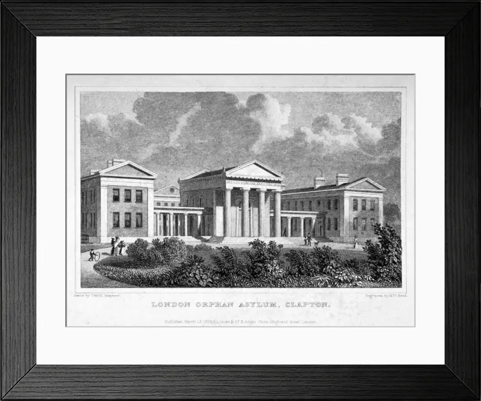 Framed Print : View of the London Orphan Asylum in Clapton, Hackney, London, 1828. Artist: WH Bond Framed Print : View of the London Orphan Asylum in Clapton, Hackney, London, 1828. Artist: WH Bond