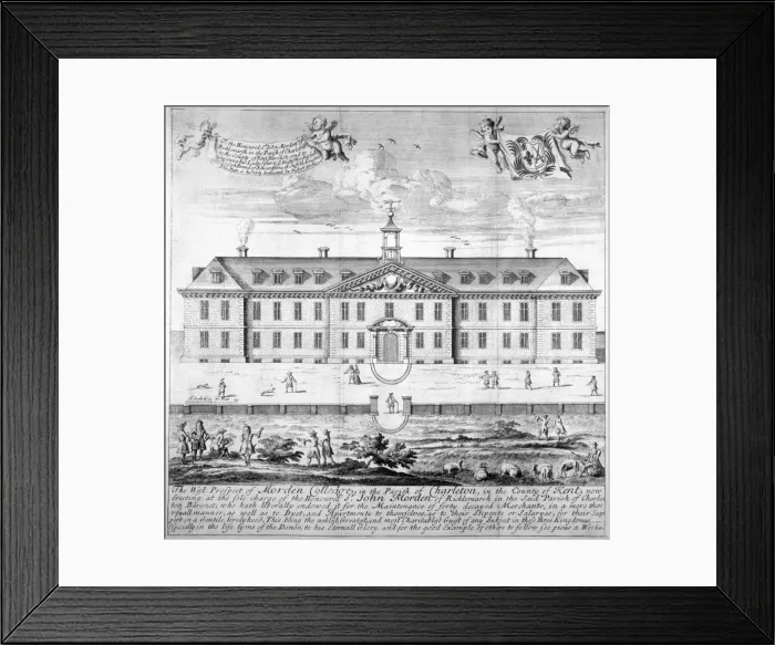 Framed Print : Morden College, St Germans Place, Greenwich, London, c1750 Framed Print : Morden College, St Germans Place, Greenwich, London, c1750