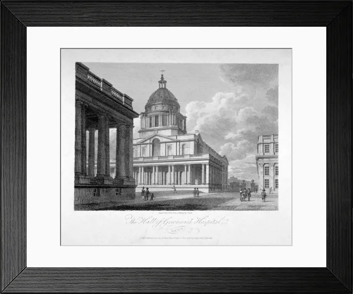 Framed Print : View of the Hall of Greenwich Hospital, London, 1804. Artist: James Sargant Storer Framed Print : View of the Hall of Greenwich Hospital, London, 1804. Artist: James Sargant Storer