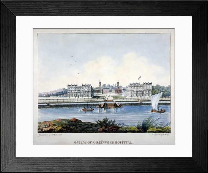 Framed Print : View of Greenwich Hospital from the Isle of Dogs, London, c1800. Artist:s Malgo Framed Print : View of Greenwich Hospital from the Isle of Dogs, London, c1800. Artist:s Malgo