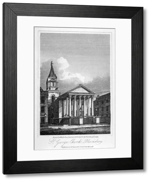 Framed Print : St Georges Church, Bloomsbury, Holborn, London, 1817. Artist: W Wallis Framed Print : St Georges Church, Bloomsbury, Holborn, London, 1817. Artist: W Wallis