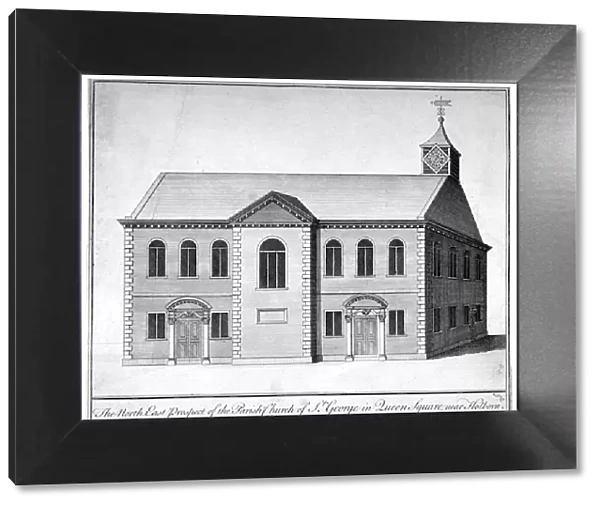 North-east view of the Church of St George the Martyr, Queen Street, Holborn, London, c1810