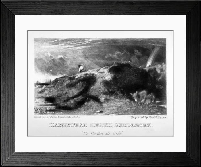Framed Print : View of Hampstead Heath, London, 1831. Artist: David Lucas Framed Print : View of Hampstead Heath, London, 1831. Artist: David Lucas