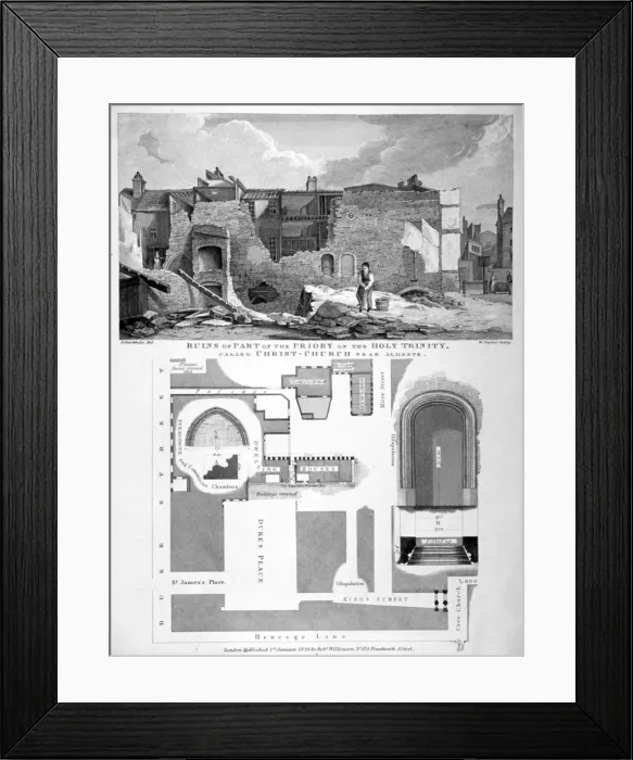 Framed Print : Priory of Holy Trinity, Dukes Place, City of London, 1825 Framed Print : Priory of Holy Trinity, Dukes Place, City of London, 1825