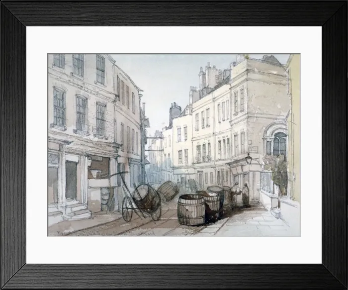 Framed Print : Bread Street Hill and St Nicholas Olave Churchyard, City of London, c1850. Artist Framed Print : Bread Street Hill and St Nicholas Olave Churchyard, City of London, c1850. Artist