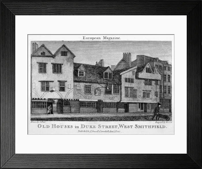 Framed Print : Duke Street, West Smithfield, City of London, 1797. Artist Framed Print : Duke Street, West Smithfield, City of London, 1797. Artist