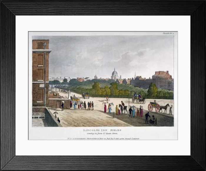 Framed Print : Lincolns Inn Fields, Holborn, London, 1810