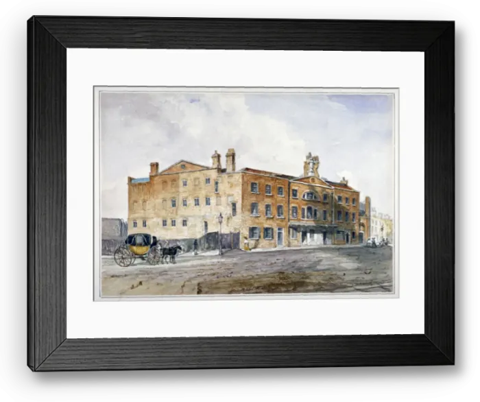 Framed Print : Premises of George March, licensed rectifier, in Cobham Row, Holborn, London, c1830 Framed Print : Premises of George March, licensed rectifier, in Cobham Row, Holborn, London, c1830