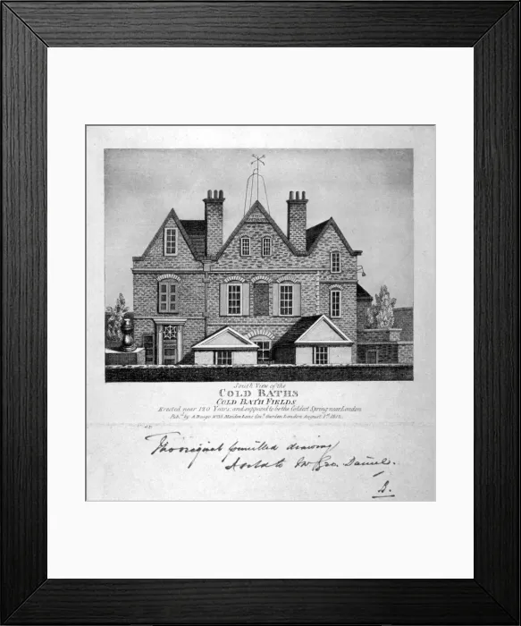 Framed Print : South view of the Cold Baths, Cold Bath Fields, Finsbury, London, 1812. Artist Framed Print : South view of the Cold Baths, Cold Bath Fields, Finsbury, London, 1812. Artist