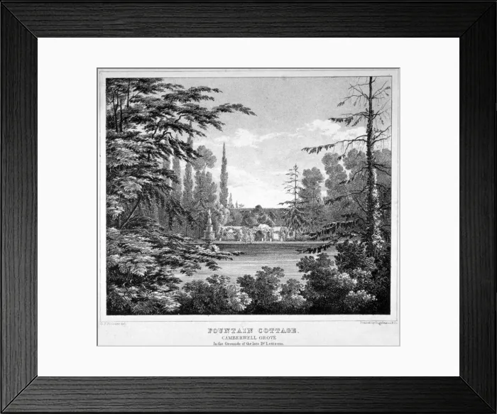 Framed Print : Fountain Cottage, Camberwell Grove, Camberwell, London, c1825 Framed Print : Fountain Cottage, Camberwell Grove, Camberwell, London, c1825