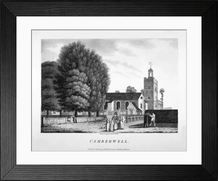 Framed Print : Church of St Giles, Camberwell, London, 1792 Framed Print : Church of St Giles, Camberwell, London, 1792