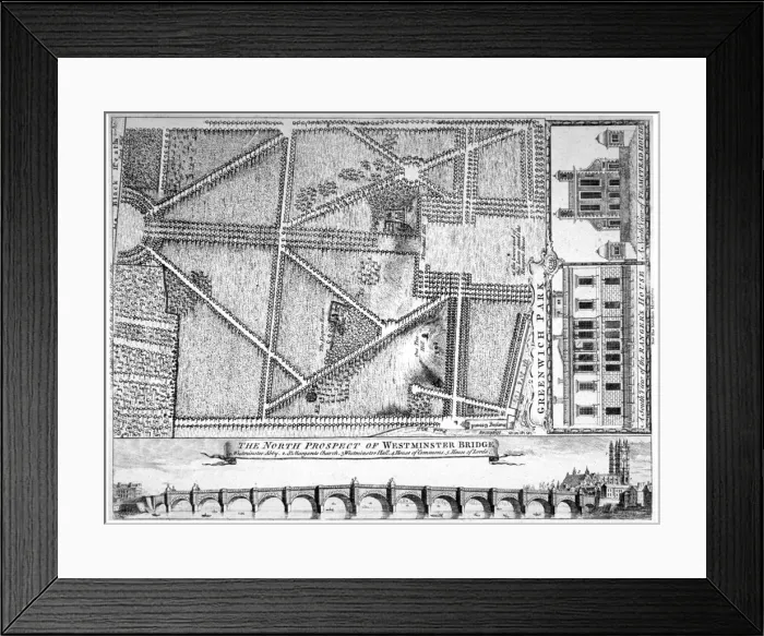 Framed Print : Plan of Greenwich Park, Greenwich, London, 1749 Framed Print : Plan of Greenwich Park, Greenwich, London, 1749