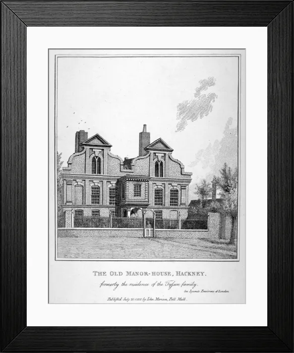 Framed Print : View of a manor house on Shacklewell Green, Hackney, London, 1800 Framed Print : View of a manor house on Shacklewell Green, Hackney, London, 1800