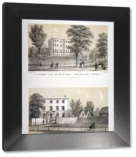 Two views of Wick Hall Collegiate School, Hackney, London, c1830