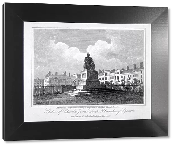 View of the statue of Charles James Fox in Bloomsbury Square, Bloomsbury, London, 1817