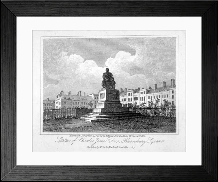 Framed Print : View of the statue of Charles James Fox in Bloomsbury Square, Bloomsbury, London, 1817 Framed Print : View of the statue of Charles James Fox in Bloomsbury Square, Bloomsbury, London, 1817