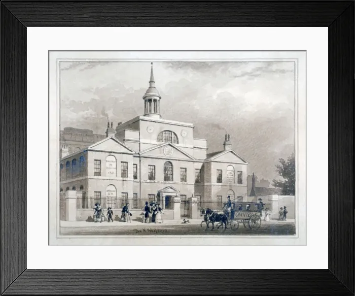 Framed Print : City of London Lying-In Hospital, City Road, Finsbury, London, c1827. Artist Framed Print : City of London Lying-In Hospital, City Road, Finsbury, London, c1827. Artist