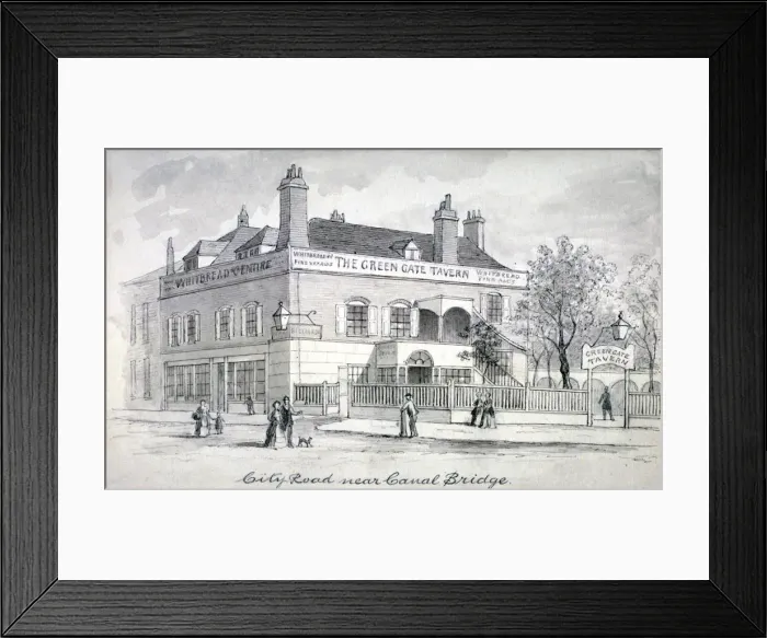 Framed Print : View of the Green Gate Tavern, City Road, Finsbury, c1850 Framed Print : View of the Green Gate Tavern, City Road, Finsbury, c1850