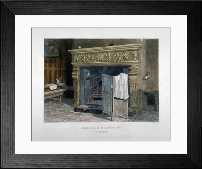 Framed Print : View of a chimney piece in the Baptists Head Inn, Clerkenwell, London, 1851. Artist Framed Print : View of a chimney piece in the Baptists Head Inn, Clerkenwell, London, 1851. Artist