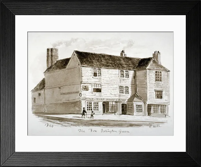 Framed Print : View of the Old Fox Inn, Islington, London, 1820. Artist: CH Matthews Framed Print : View of the Old Fox Inn, Islington, London, 1820. Artist: CH Matthews