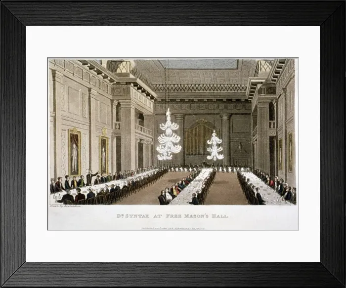 Framed Print : Dr Syntax at Free Masons Hall, Holborn, London, 1820 Framed Print : Dr Syntax at Free Masons Hall, Holborn, London, 1820